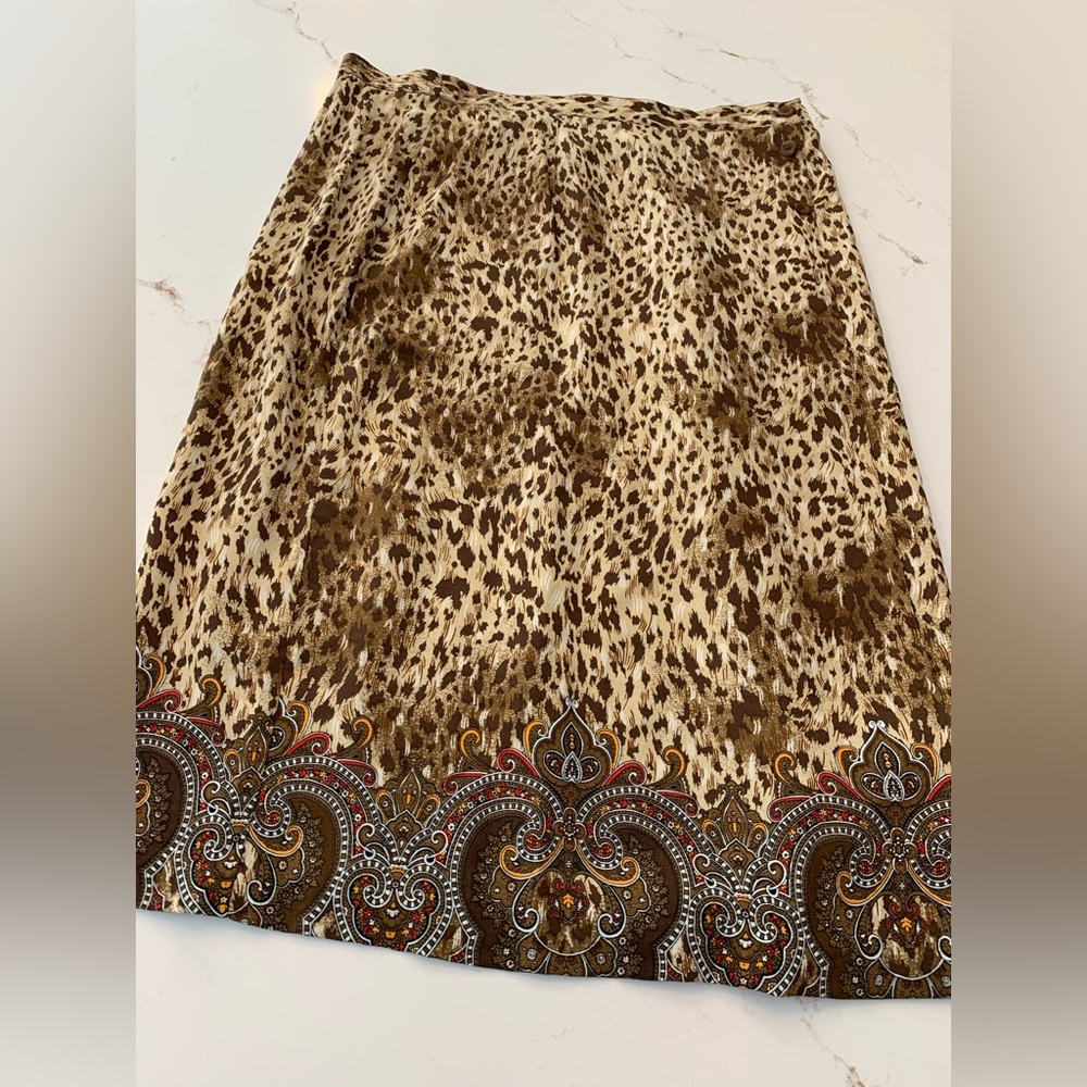 Women's Leopard Paisley Pencil Skirt Size 14 By First Issue Liz Claiborne.